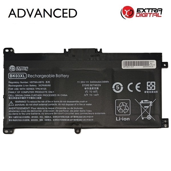 HP BK03XL sülearvuti aku, 3400 mAh, Extra Digital Advanced