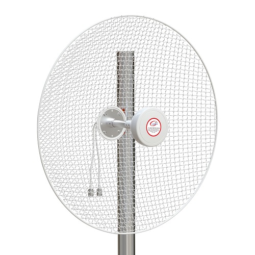 5G / LTE / CBRS 2x2 MIMO Dish Antenna, 1.7-4.2GHz, 20dBi+22dBi