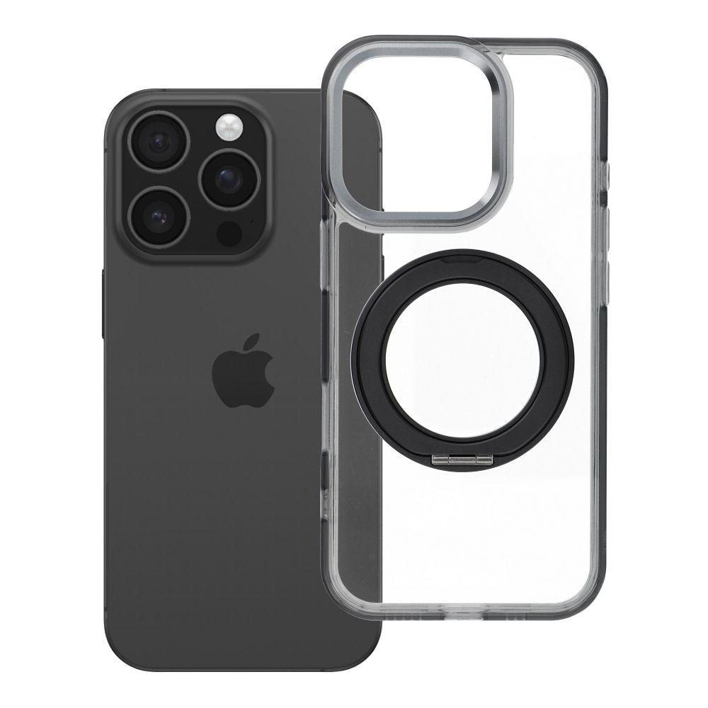 Case for iPhone 16 PRO Frame Circle Stand compatible with MagSafe black