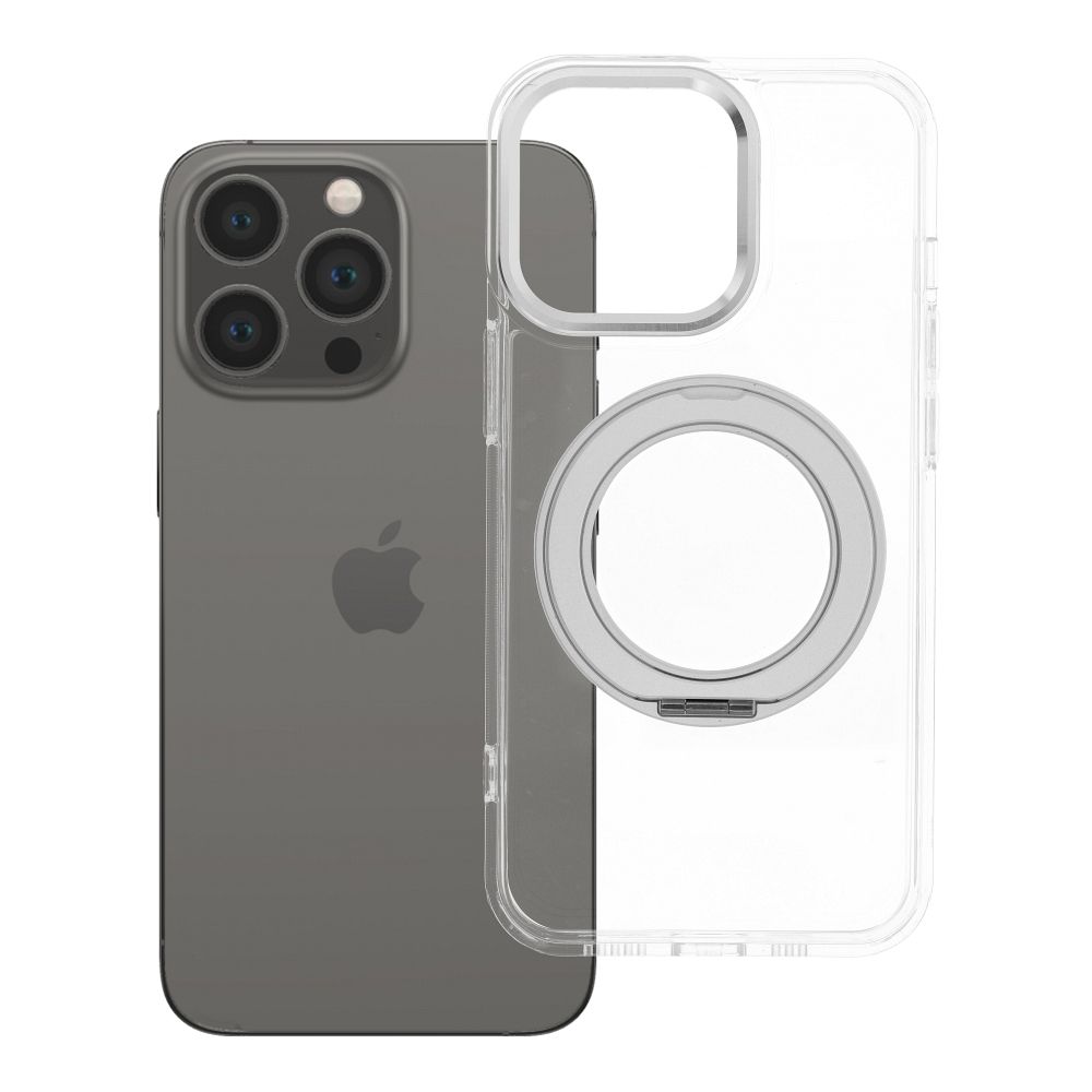 Case for iPhone 13 PRO Frame Circle Stand compatible with MagSafe transparent