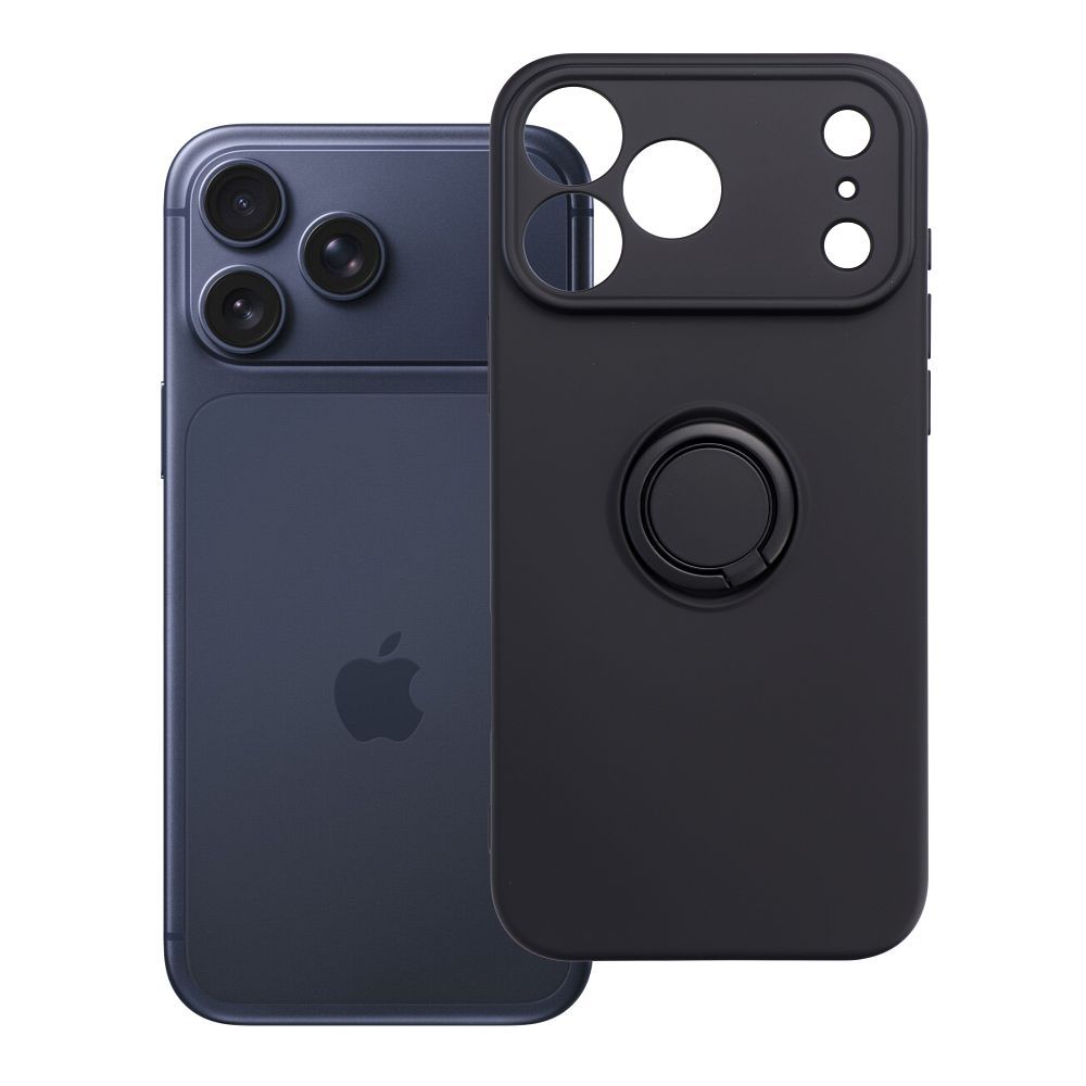 Silikoonist Ring ümbris mudelile iPhone 17 Pro Max / 18 Pro Max – must