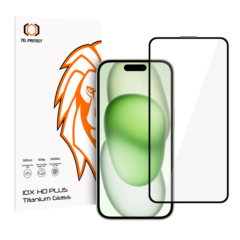 Tel Protect 10X HD Plus Titanium karastatud klaas Apple iPhone 15-le (ümbrikus)