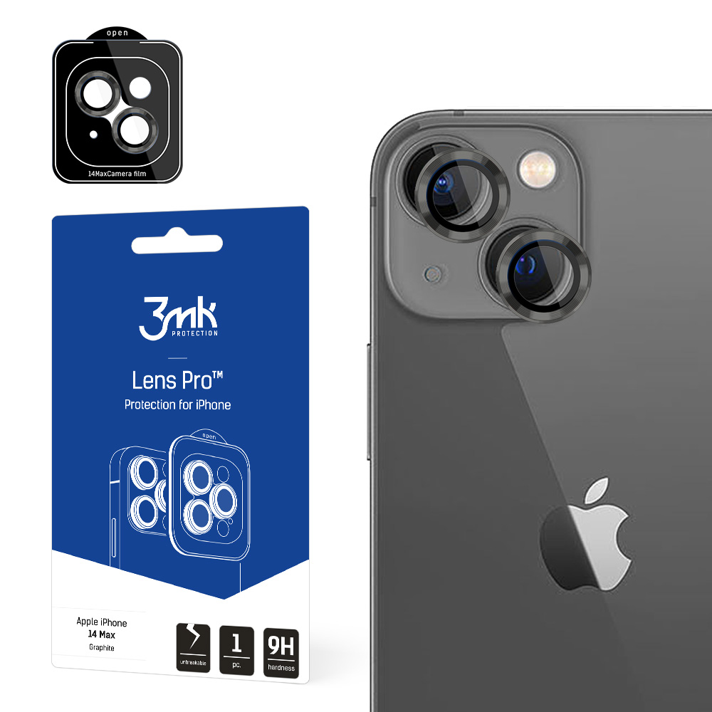 Kaameraklaas iPhone 14 Plus 9H 3mk objektiivi kaitse Pro seeria objektiivile - hall