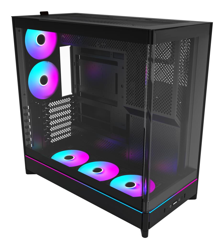 MONTECH HS02 PRO HS02PRO(B) MidiTower arvutikorpus, ATX/MicroATX/MiniITX, eemaldatav HDD-korv, läbipaistev paneel, must, toiteplokk ei kuulu komplekti