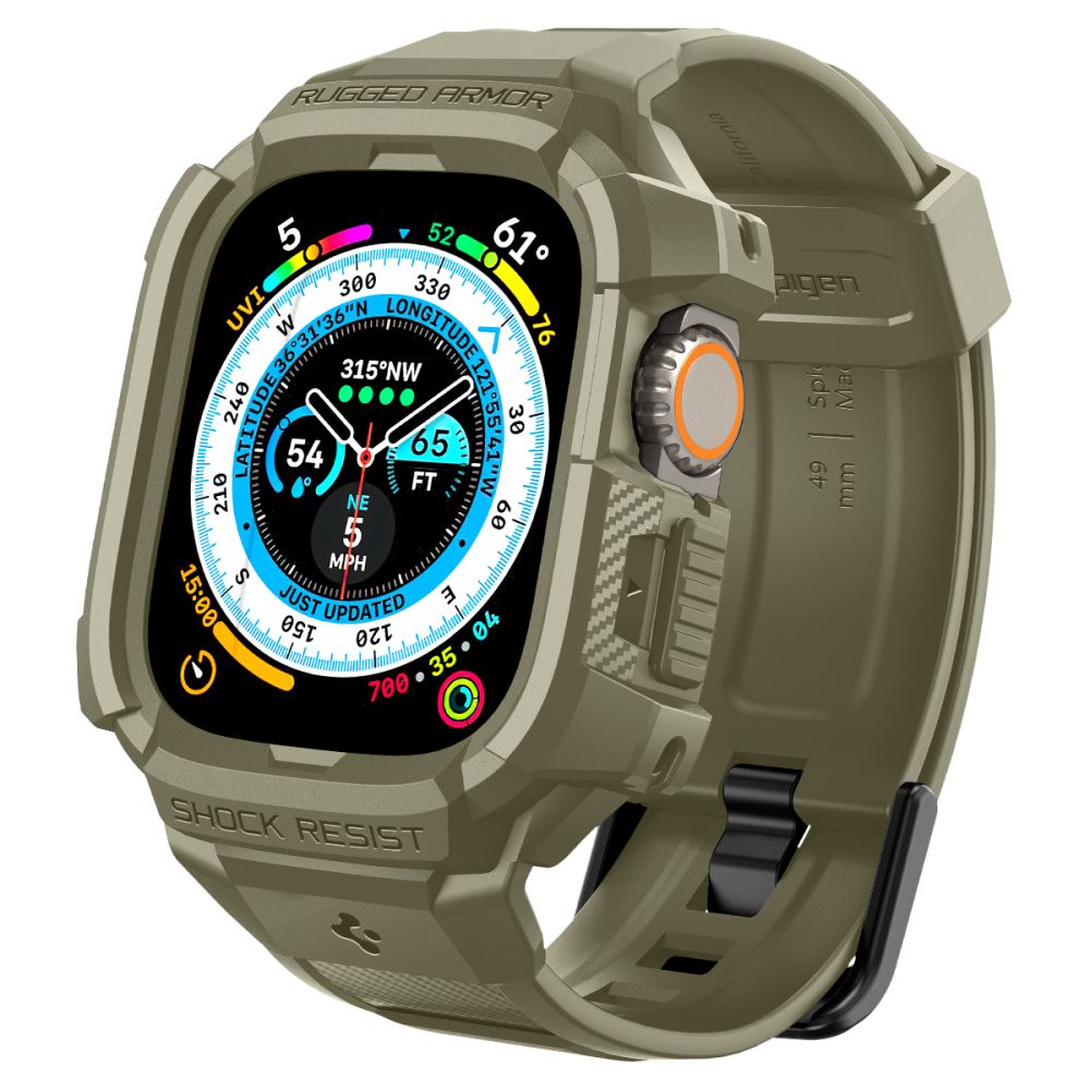 Spigen Rugged Armor Pro - rihm koos ümbrisega Apple Watch Ultra 49 mm (Vintage Khaki)