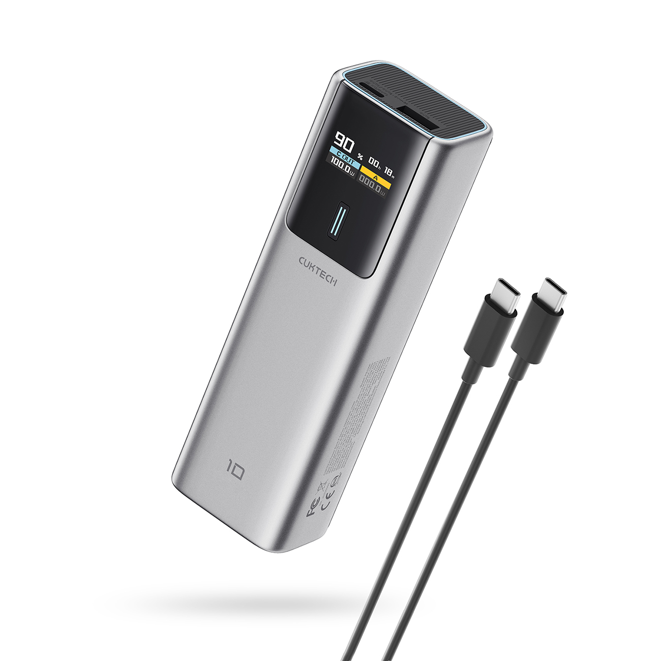 CUKTECH CKPB100PGLBL akupank, 10000 mAh, 150 W, USB-C / USB-A, hall