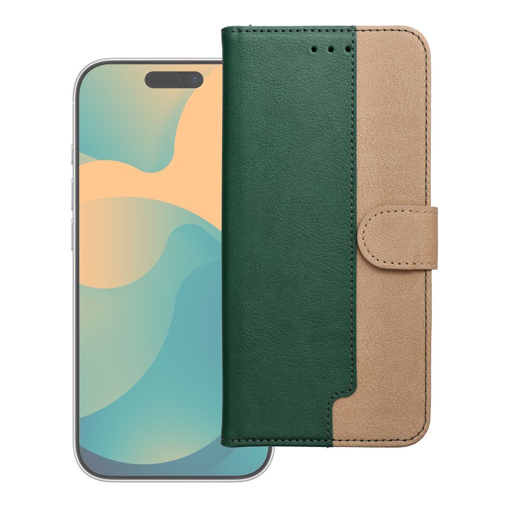 Roheline ja kuldne Split Book klappümbris Motorola Moto G17 Power telefonile