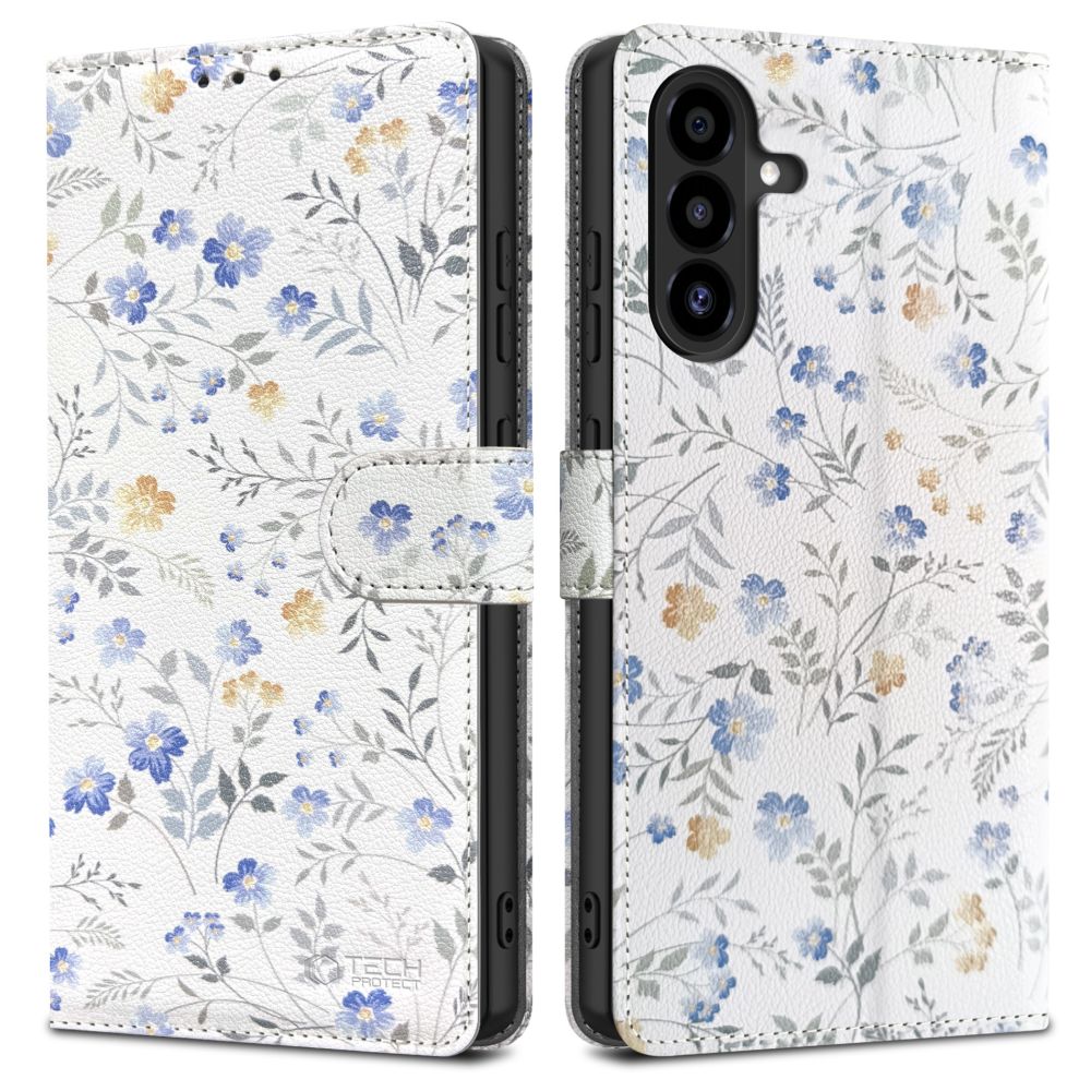 Tech-Protect Wallet Ümbris jaoks Samsung Galaxy A26 5G / A17 4G / 5G - Daisies with Leaves