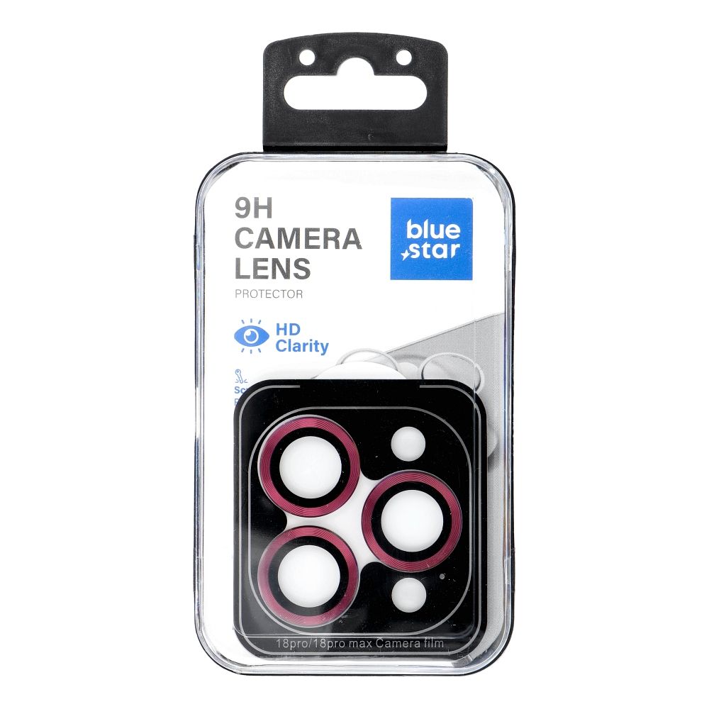 BLUE STAR Easy Install kaameraobjektiivide kaitse seadmele iPhone 18 Pro / 18 Pro Max, värv: tume kirsipunane