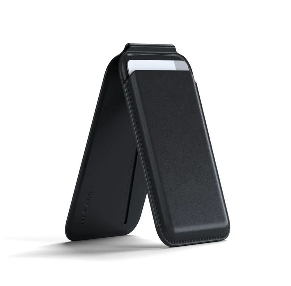 Satechi Vegan Leather Wallet Stand vegannahast rahakott-alus, MagSafe'iga ühilduv, must