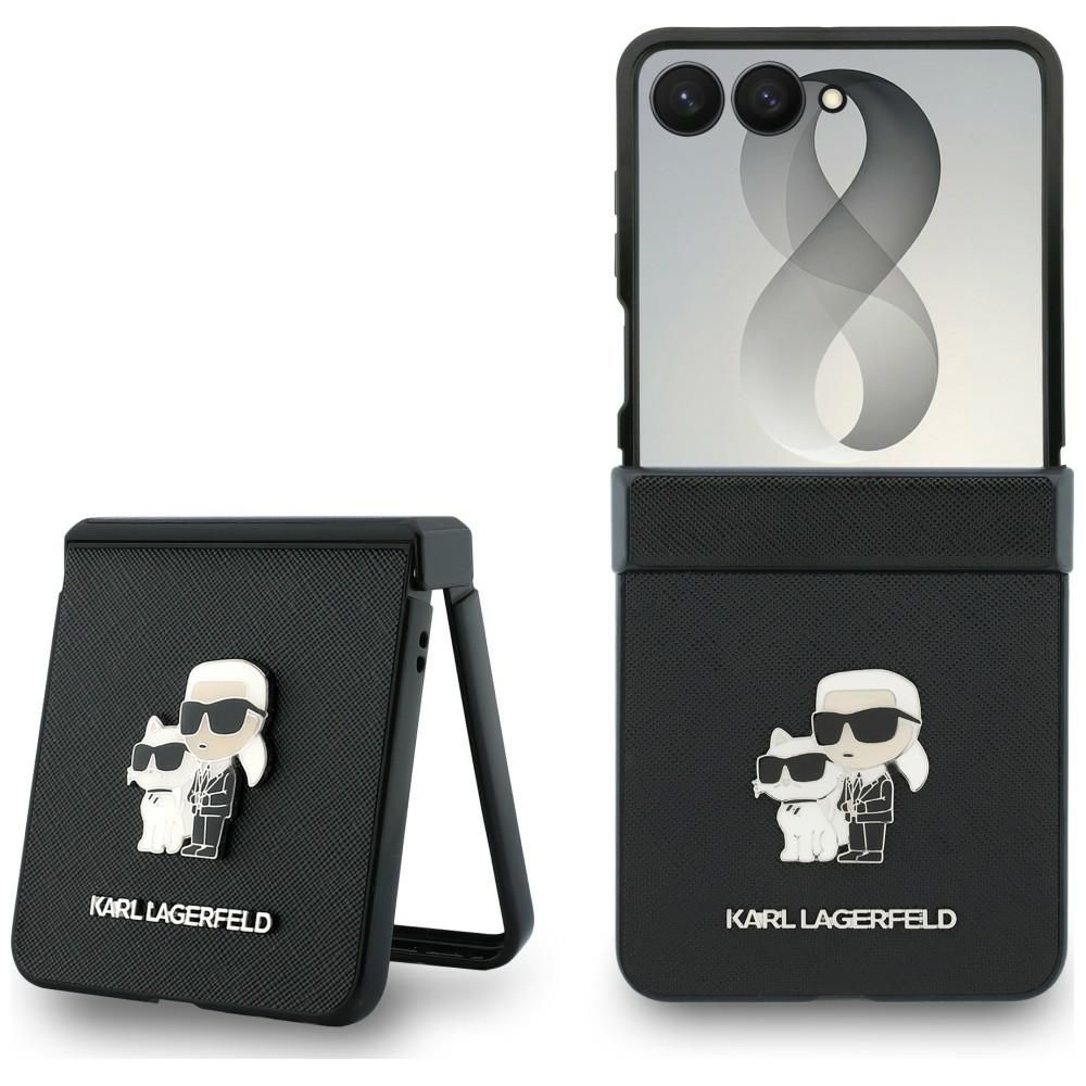 Must Karl Lagerfeld Saffiano Karl & Choupette Pin ümbris Samsung Galaxy Z Flip8 telefonile