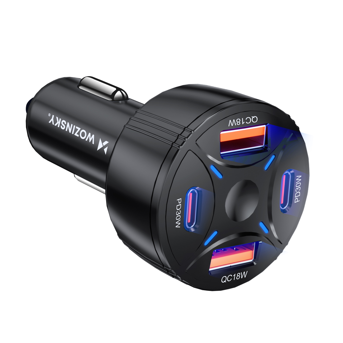 Wozinsky WLS-04 60W autolaadija, 2xUSB-C ja 2xUSB-A, must