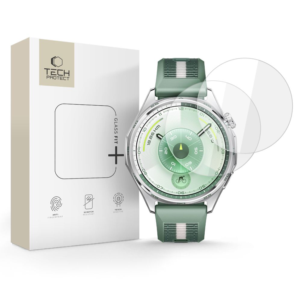 Tech-Protect Glass Fit+ 2-pack karastatud klaas jaoks Huawei Watch GT 6 46mm - läbipaistev