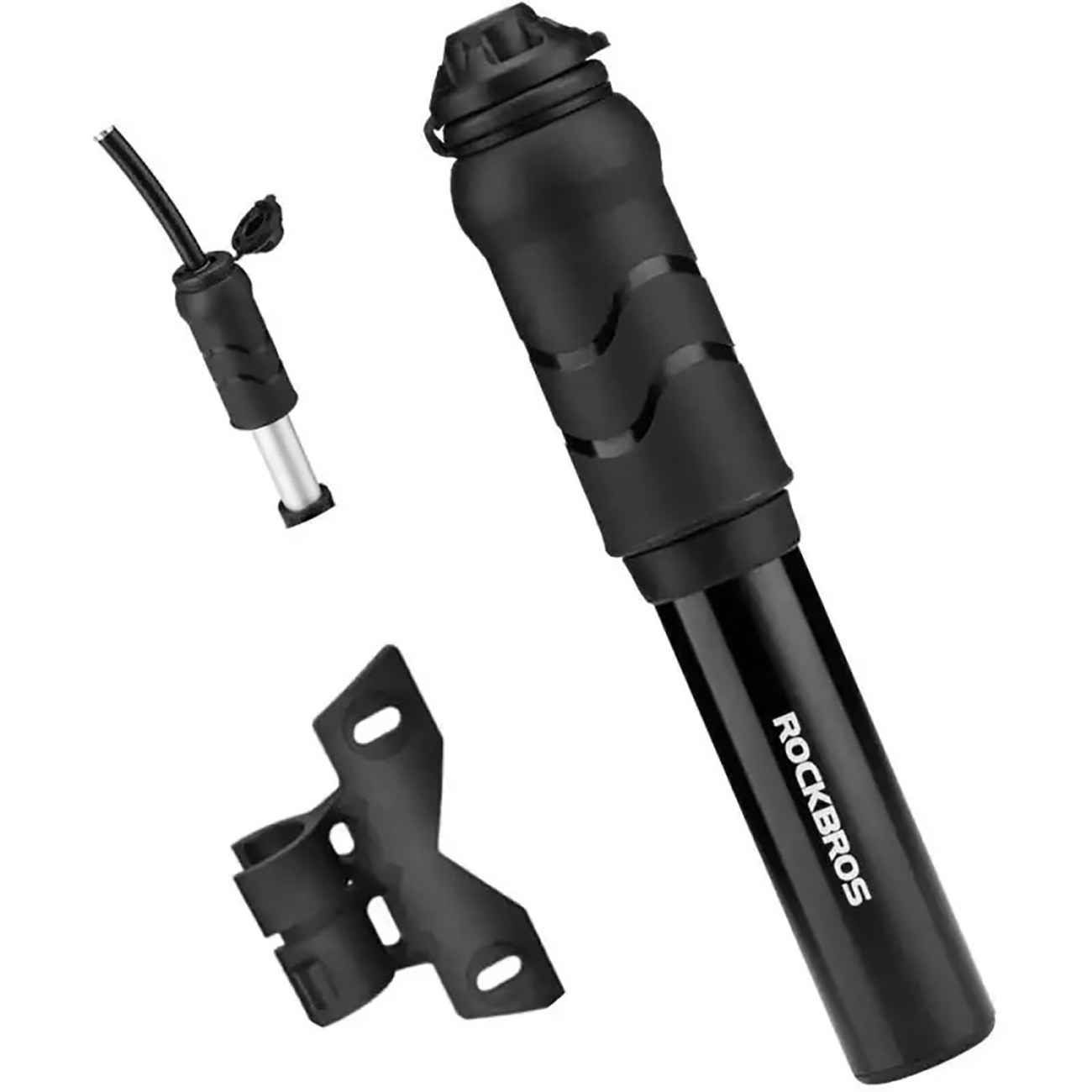 Rockbros 810PCS-HP mini käsipump jalgrattale Presta ja Schrader voolikuga, must