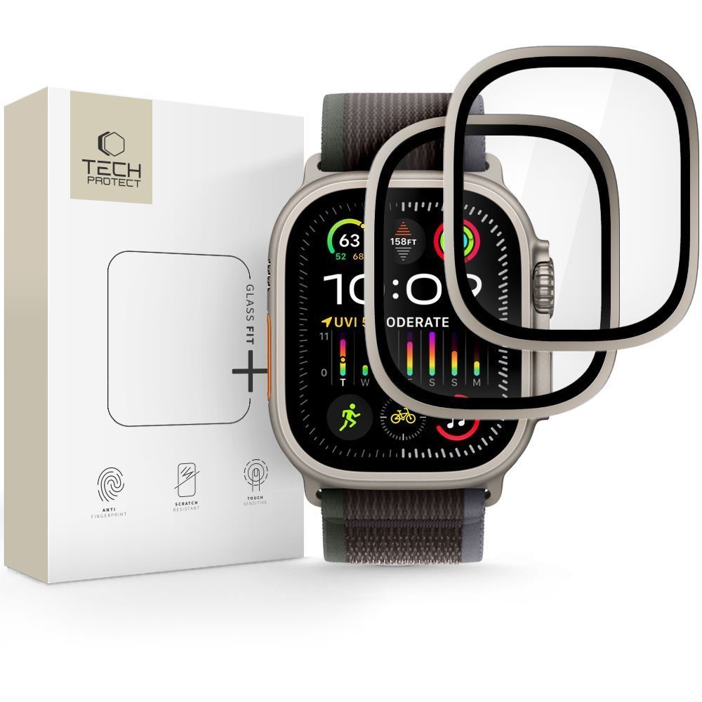 Tech-Protect 2-pack karastatud klaas jaoks Apple Watch Ultra 49mm - silver and must