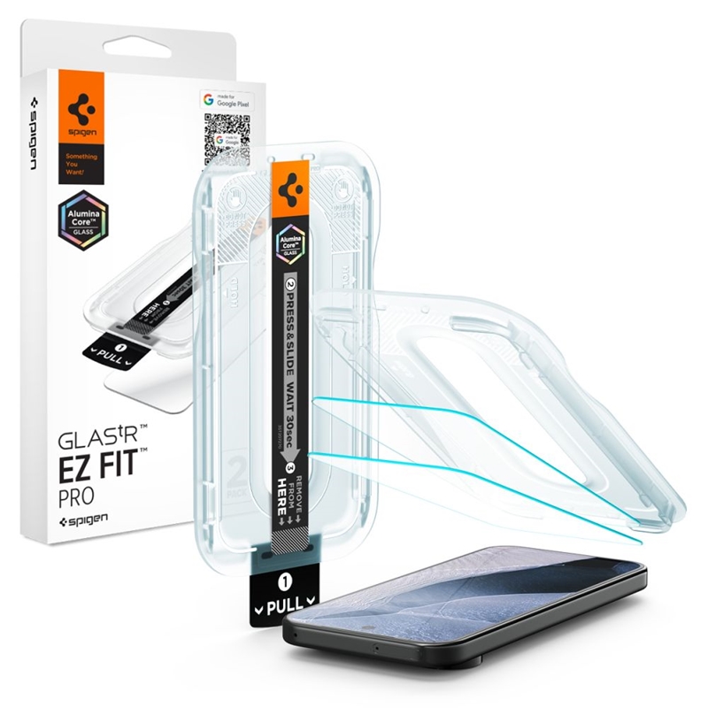 Spigen Glas.tR EZ Fit Pro AC 2-Pack karastatud kaitseklaaside komplekt Google Pixel 11 Pro XL telefonile (2 tk)