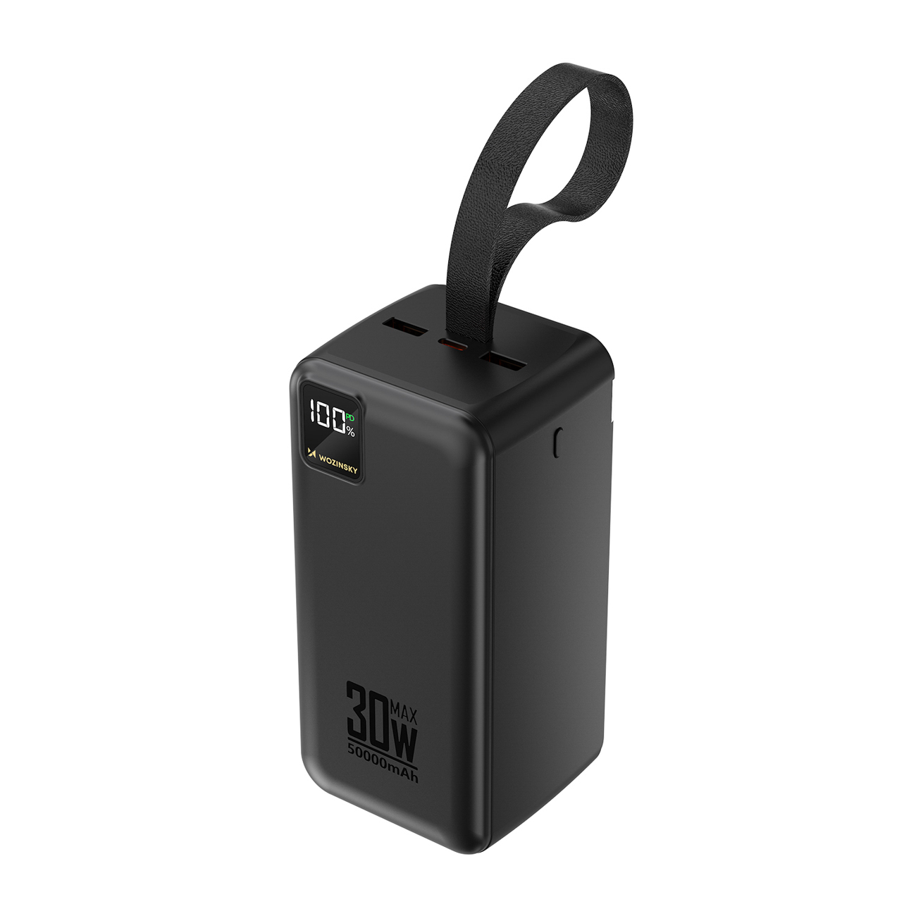 Wozinsky W8-B 50000mAh 30W akupank, 2xUSB-A, 2xUSB-C, USB micro, taskulambiga, must