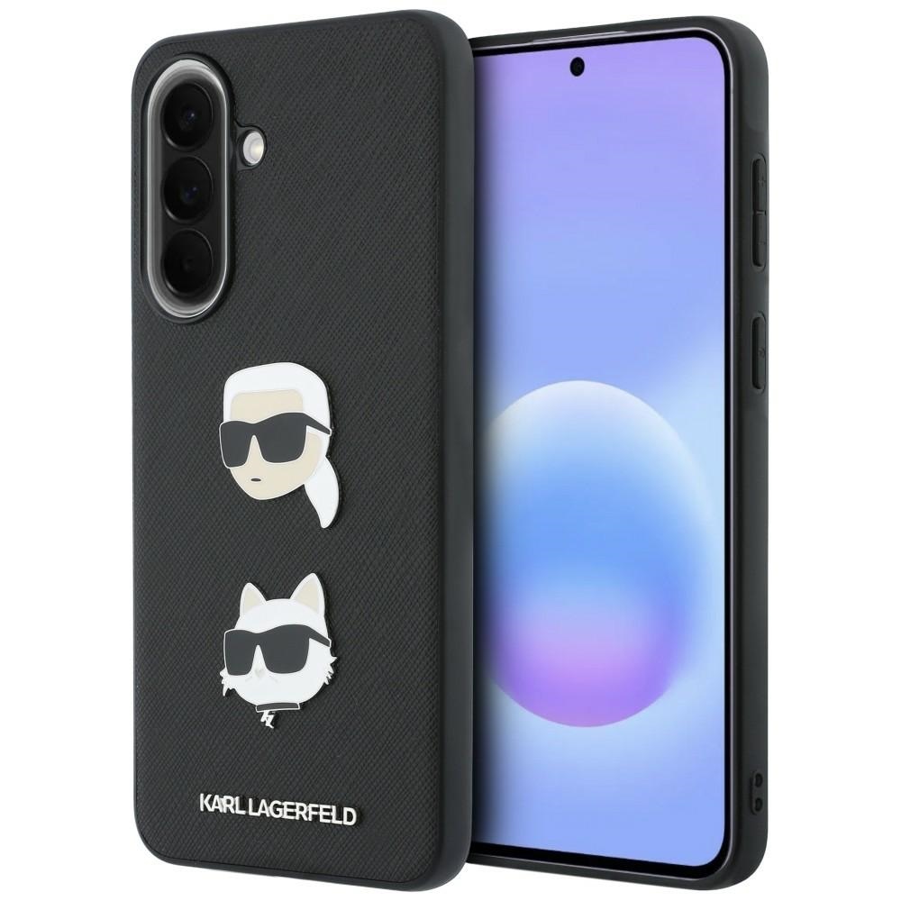 Karl Lagerfeld ümbris Karl&Choupette Heads Pins&Logo kujundusega Samsung Galaxy A37 5G jaoks, must