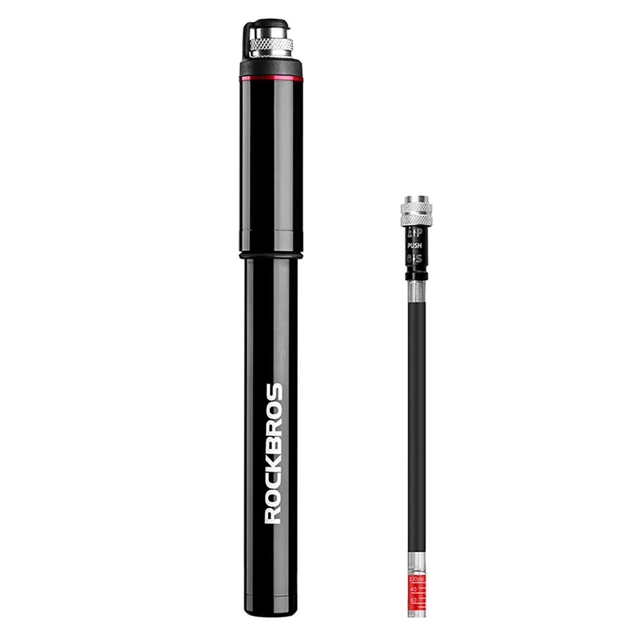 Rockbros SMART-B 150 PSI minipump Presta ja Schrader ventiilidele – värv: must