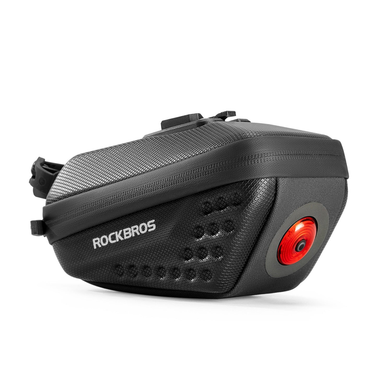 Rockbros C59 kõva kestaga sadulakott 250mAh tulega – värv: must
