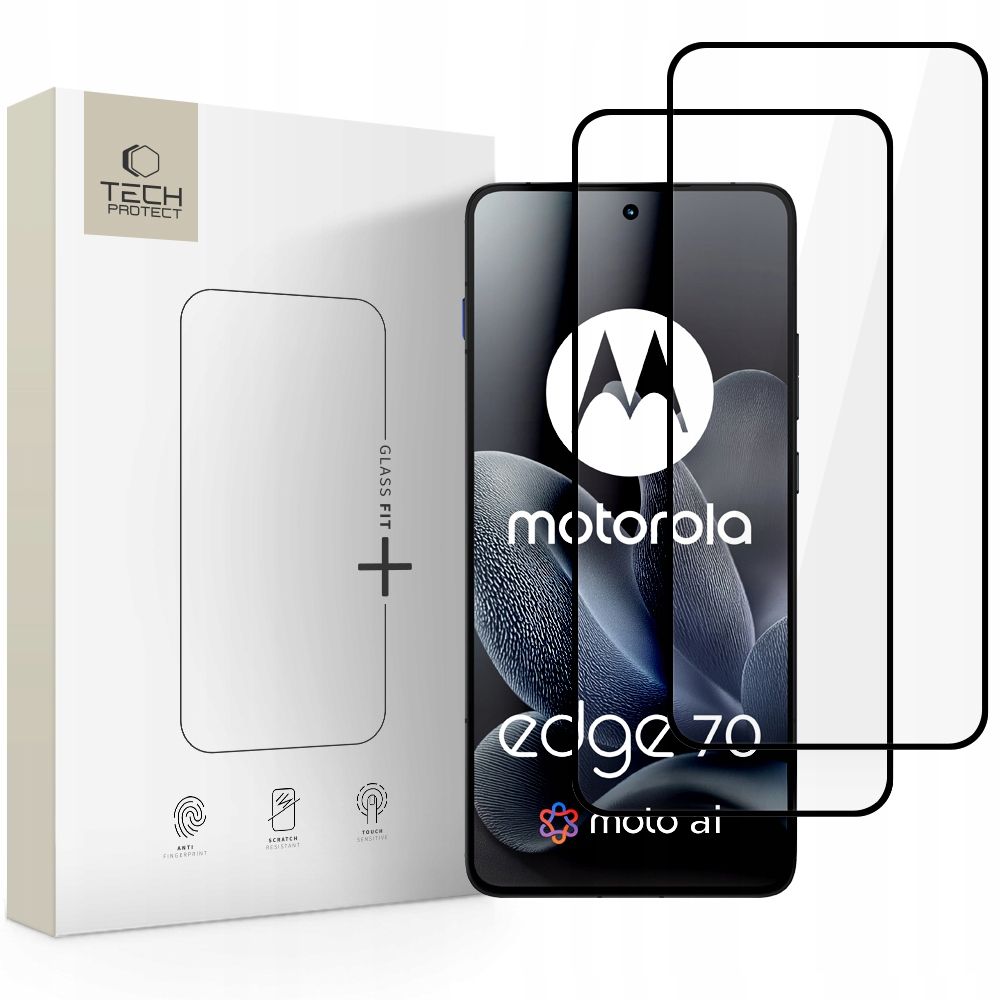 Tech-Protect Glass Fit+ karastatud klaas, 2 tk komplekt, Motorola Edge 70 5G jaoks, must