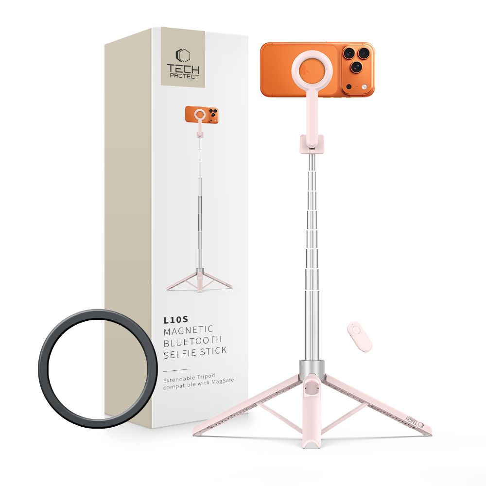 Tech-Protect L10S Bluetooth-selfikepp, roosa ja hall