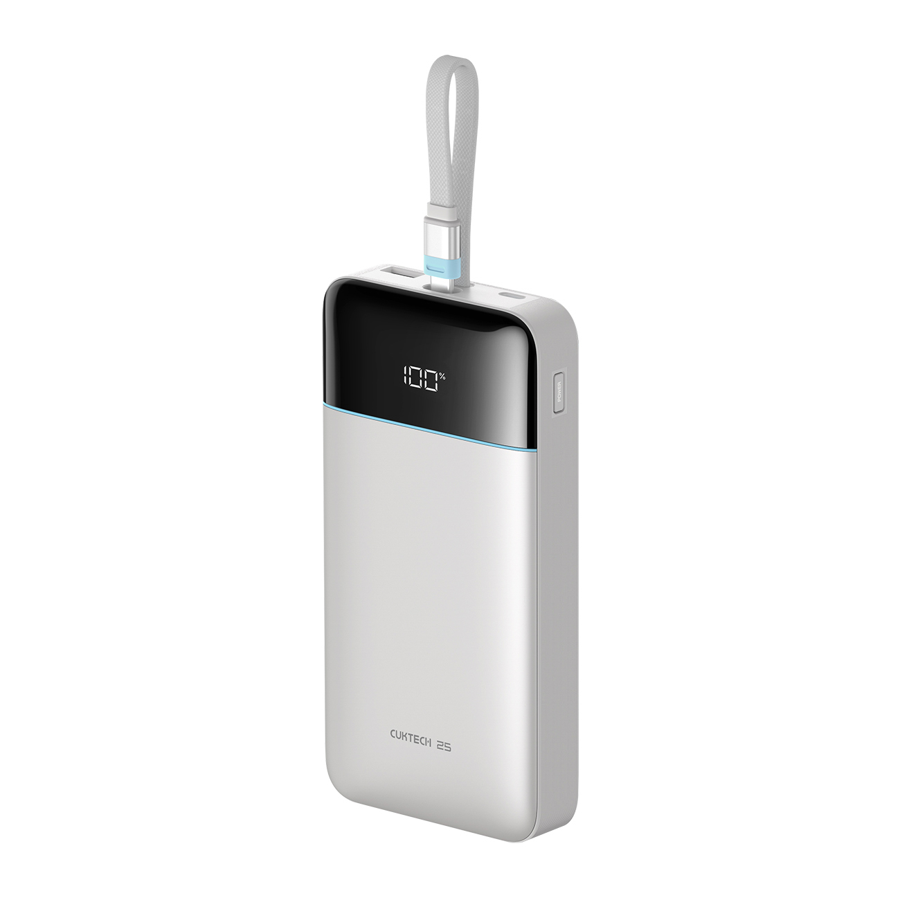 Cuktech LPB252N 120W 25000mAh akupank sisseehitatud USB-C-kaabliga – värv: valge