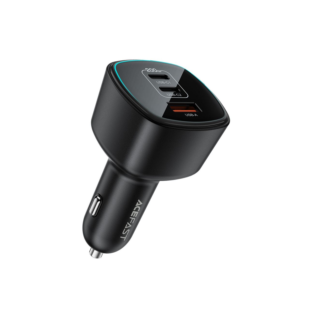 Acefast B18 200 W autolaadija, 2 × USB-C + USB-A, must