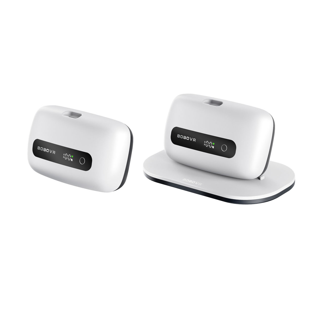BoboVR BM60-2 6500 mAh akukomplekt, 2 tk, mudelitele BoboVR M3 Pro+ ja BoboVR M3, koos laadimisjaamaga, valge