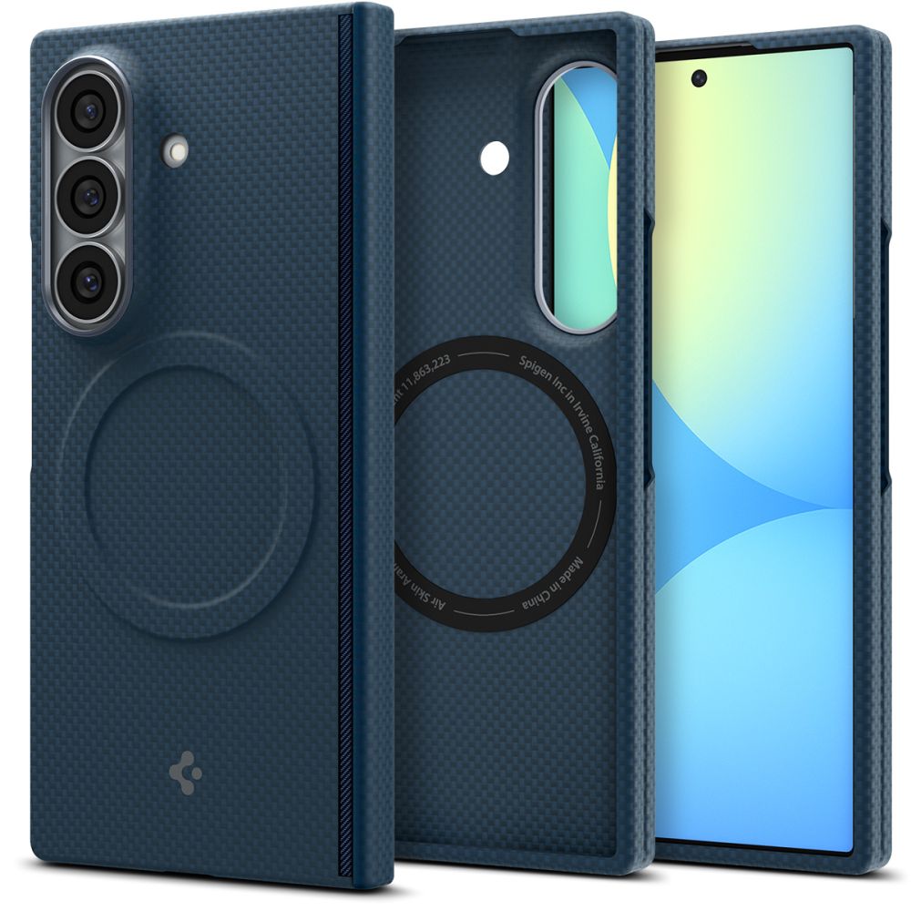 Spigen AirSkin Aramid MagFit MagSafe ümbris mudelile Samsung Galaxy Z Fold 8 Ultra – tumesinine