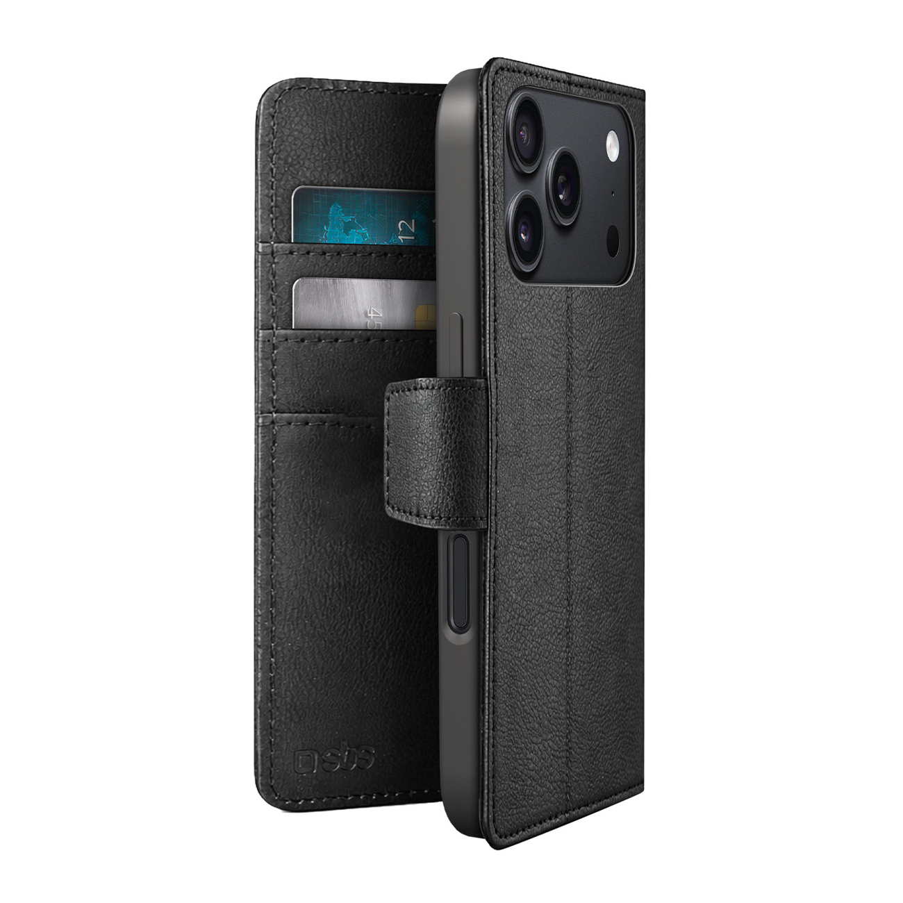 SBS Wallet Classic ümbris mudelile iPhone 18 Pro Max, rahakoti ja alusega – must