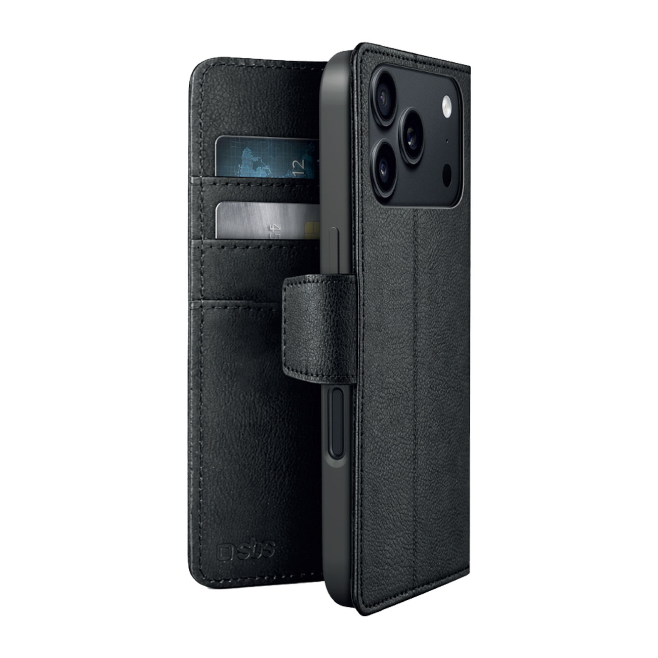 SBS Wallet Classic Mag ümbris mudelile iPhone 18 Pro, rahakoti ja alusega, ühildub MagSafe'iga – must
