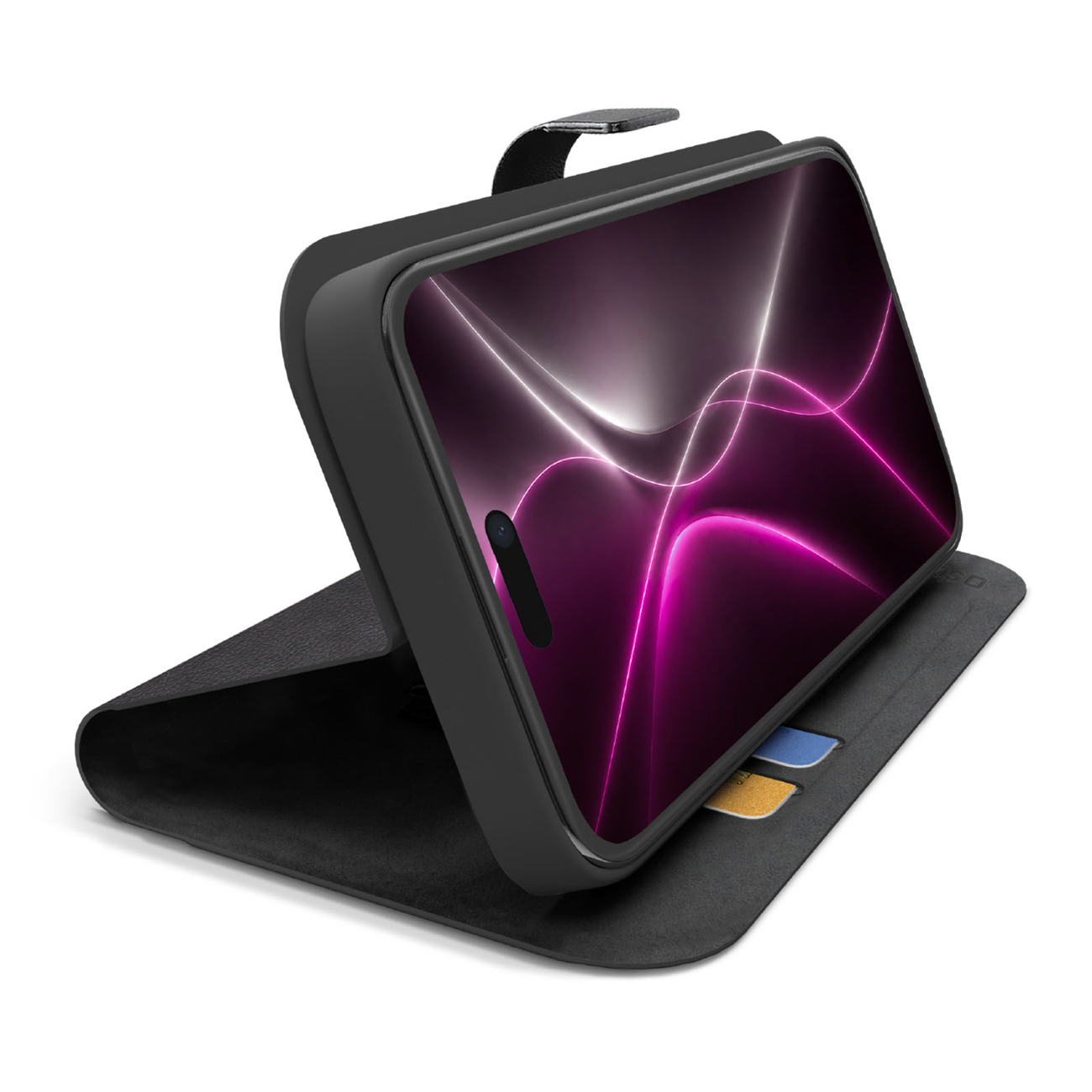 SBS Wallet Smart ümbris mudelile iPhone 18 Pro Max, rahakoti ja alusega – must