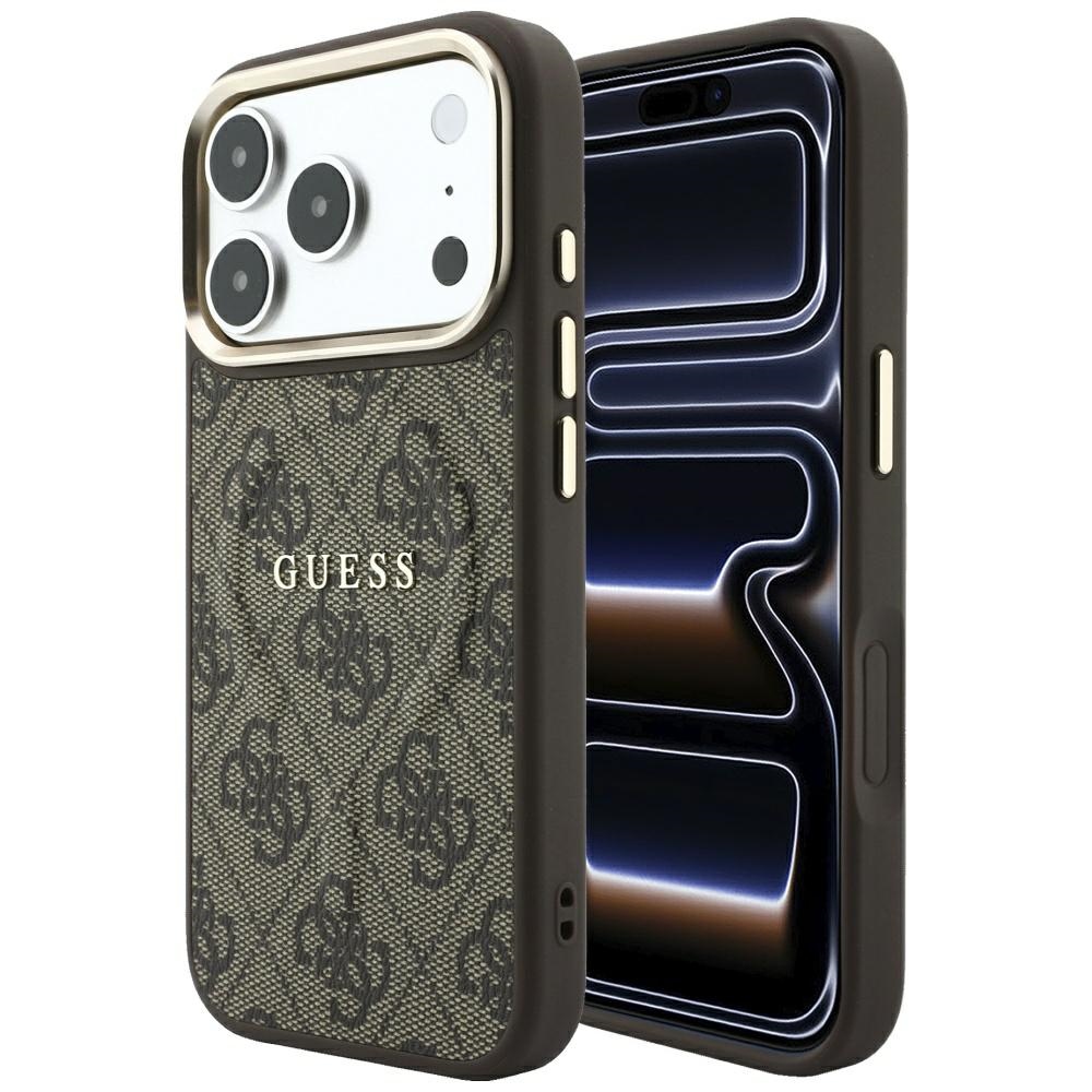 Guess Embossed 4G Classic MagSafe-ümbris iPhone 17 Pro Max / 18 Pro Max jaoks, pruun