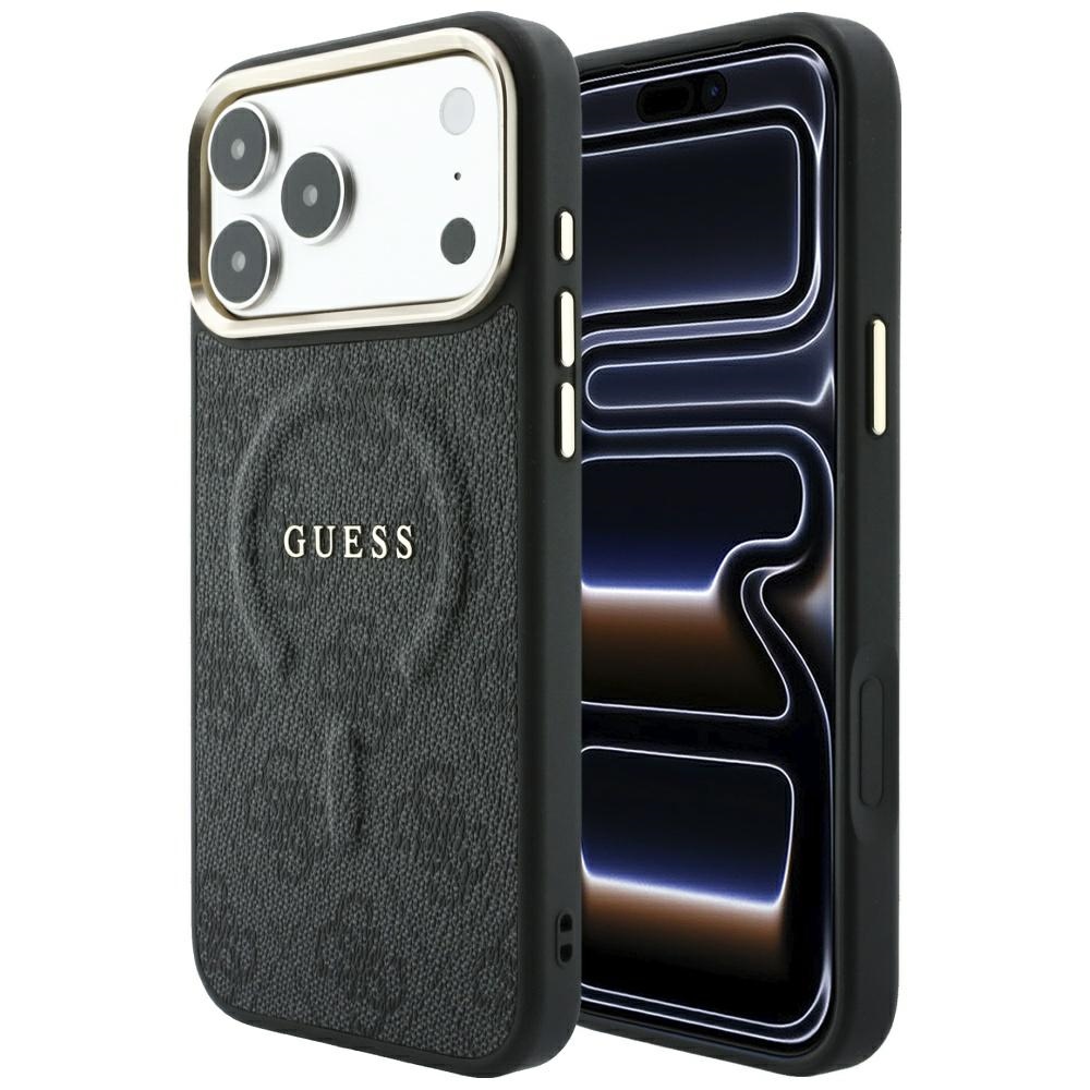 Guess Embossed 4G Classic MagSafe-ümbris iPhone 17 Pro Max / 18 Pro Max jaoks, must