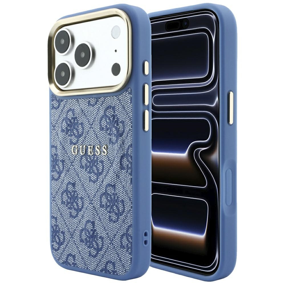 Guess Embossed 4G Classic MagSafe ümbris iPhone 17 Pro Max / 18 Pro Max jaoks, sinine