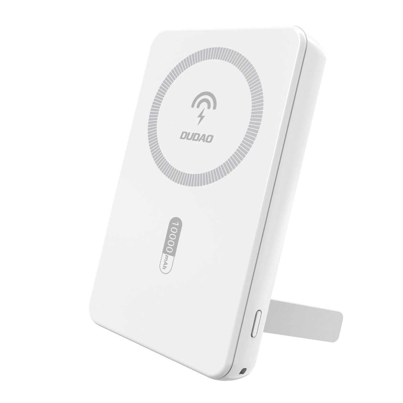 Dudao K14S+ 10000 mAh 22,5 W magnetiline akupank USB-A + USB-C, MagSafe'iga ühilduv, alusega, valge