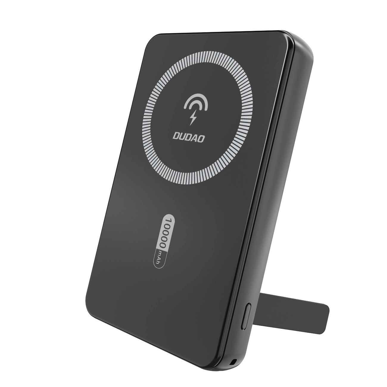 Dudao K14S+ 10000 mAh 22,5 W magnetiline akupank USB-A + USB-C, MagSafe'iga ühilduv, alusega, must