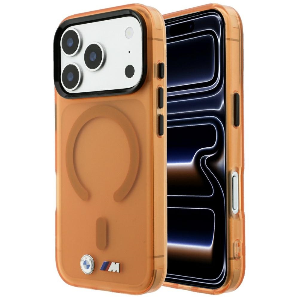 BMW M IML Frosted Metal Logo & Trims MagSafe ümbris mudelile iPhone 17 Pro / 18 Pro – oranž