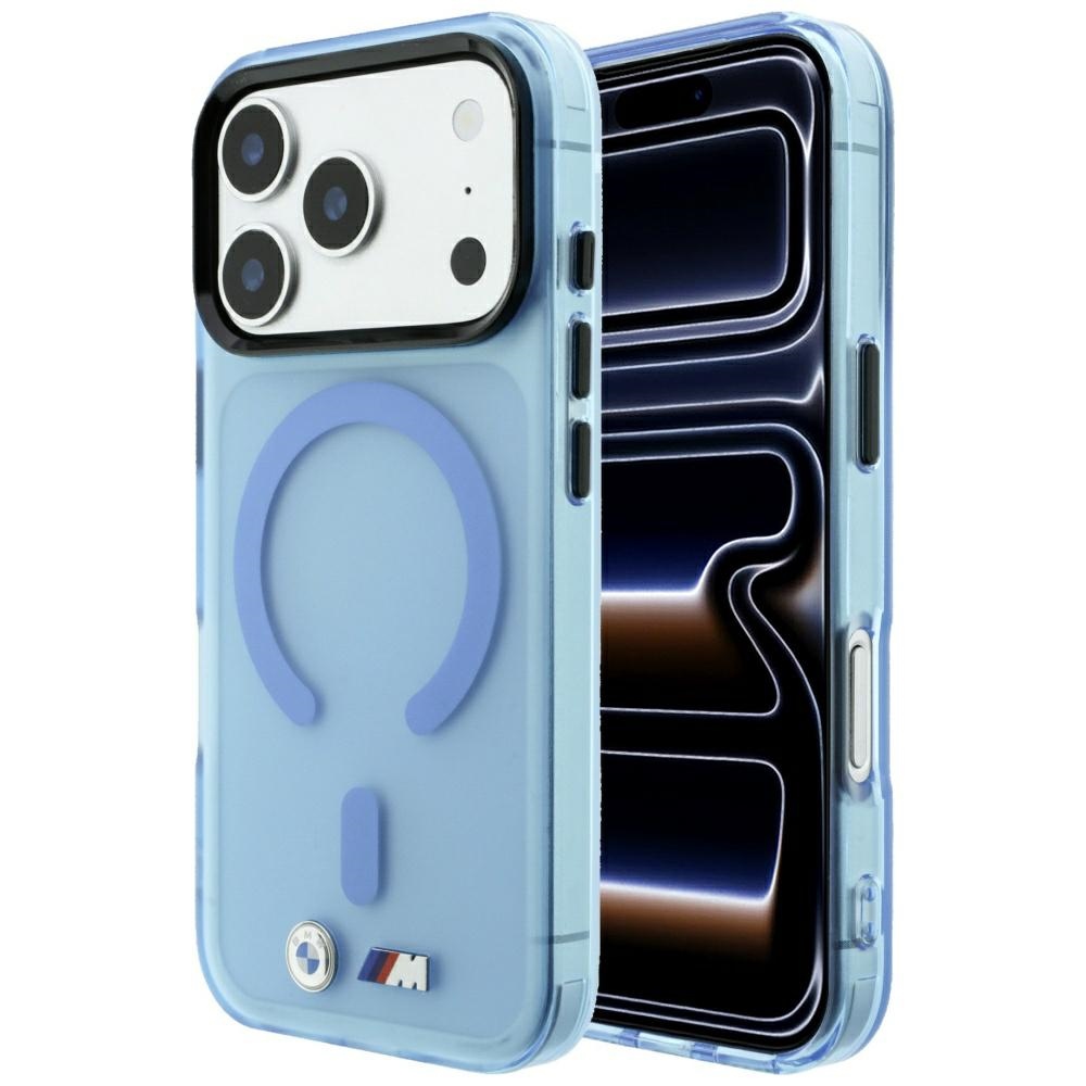 BMW M IML Frosted Metal Logo & Trims MagSafe ümbris mudelile iPhone 17 Pro Max / 18 Pro Max – sinine