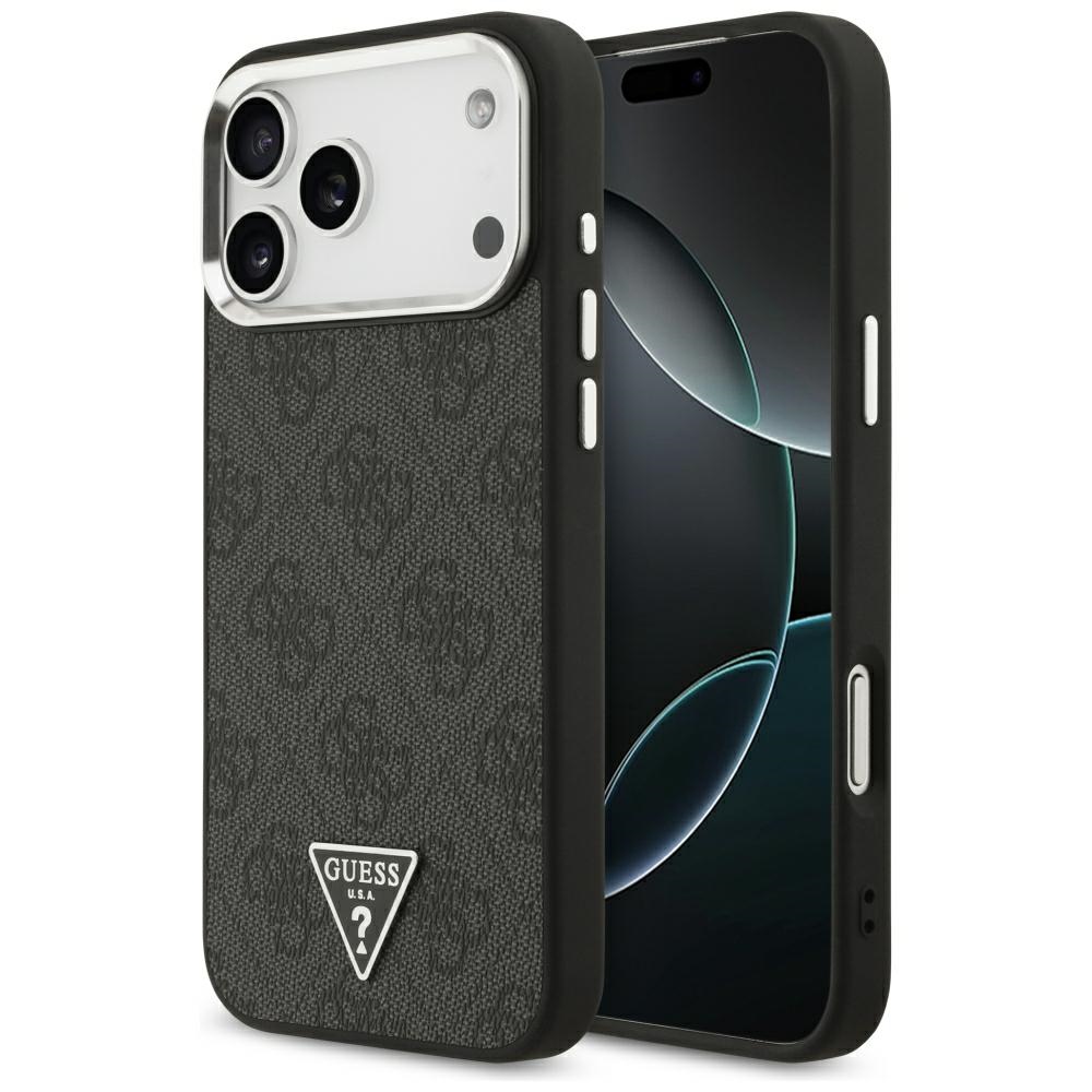 Guess 4G Triangle Logo MagSafe ümbris mudelile iPhone 17 Pro Max / 18 Pro Max – must ja hõbedane