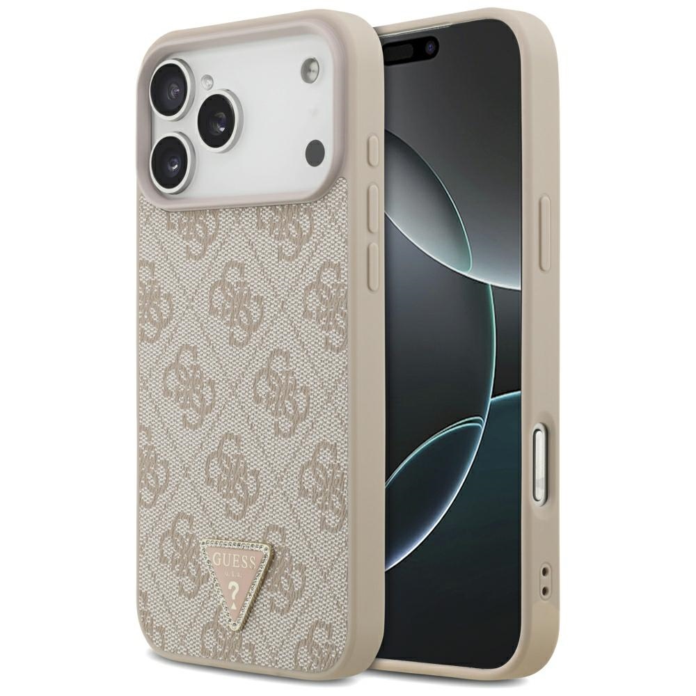 Guess Leather 4G Triangle Strass MagSafe ümbris mudelile iPhone 17 Pro Max / 18 Pro Max – roosa