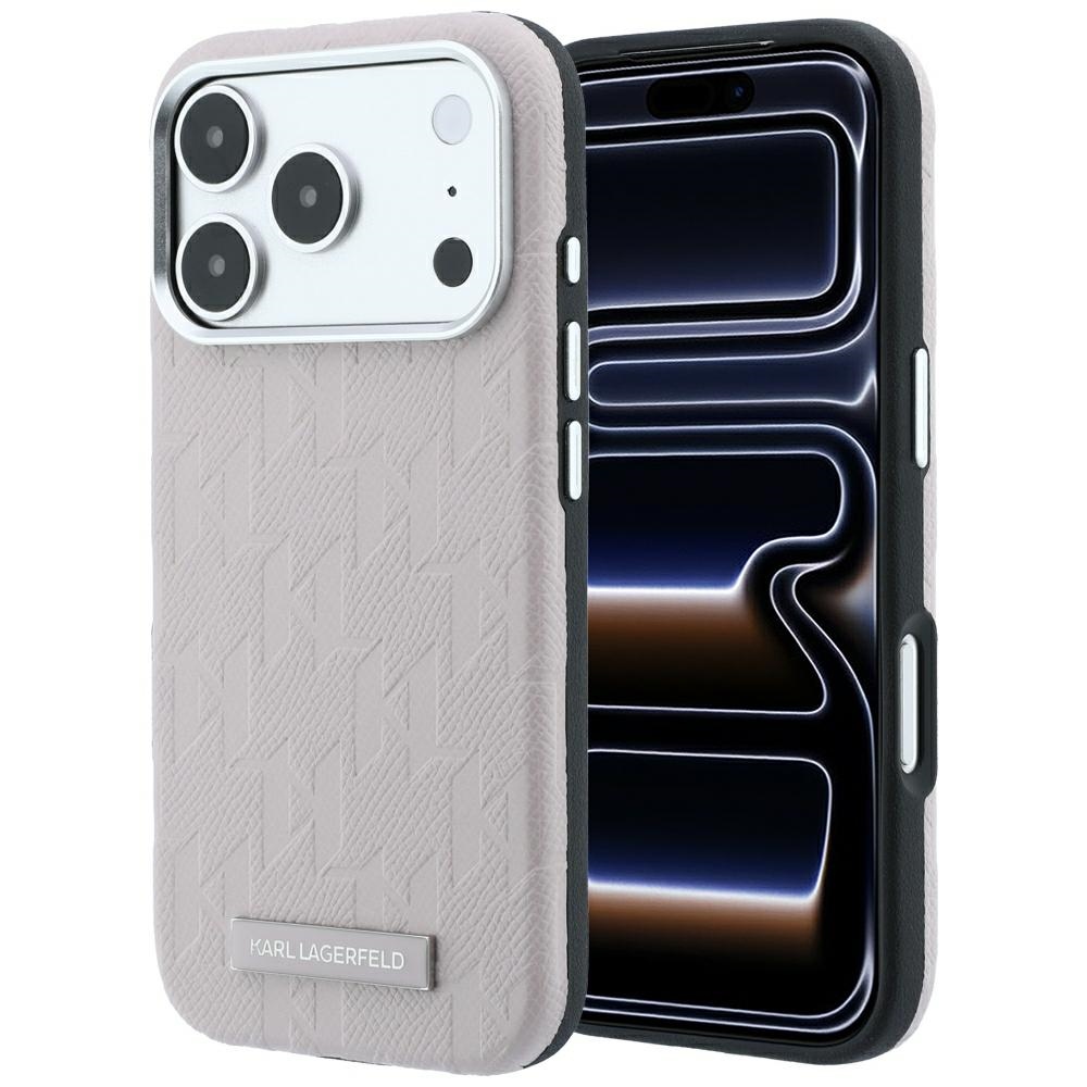 Karl Lagerfeld Grained Mono Resin Logo MagSafe ümbris mudelile iPhone 17 Pro Max / 18 Pro Max – värv: roosa
