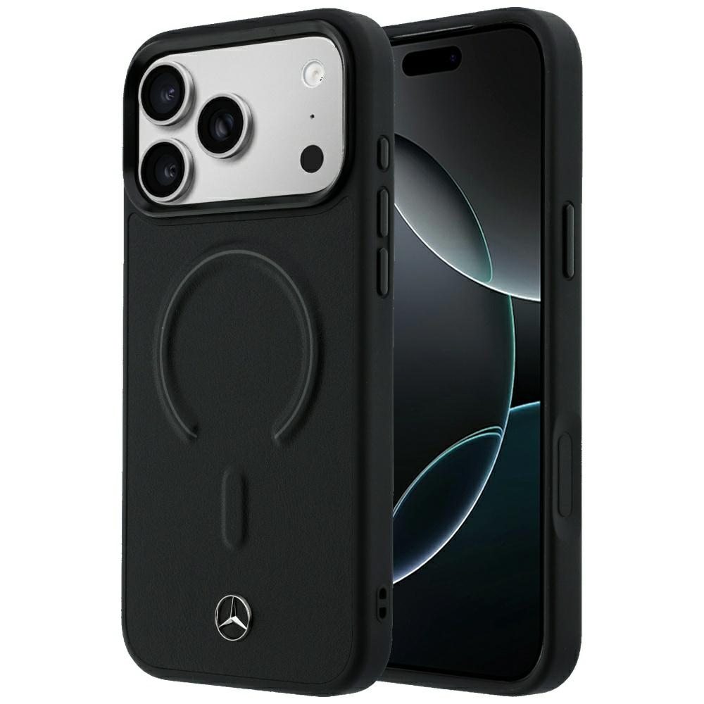 Mercedes 3D MagSafe nahast ümbris mudelitele iPhone 18 Pro Max / 17 Pro Max, must