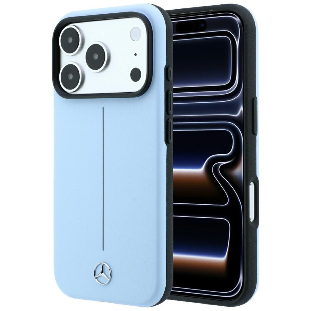 Mercedes Semi Wrap Iconic Line MagSafe nahast ümbris mudelitele iPhone 18 Pro Max / 17 Pro Max, sinine