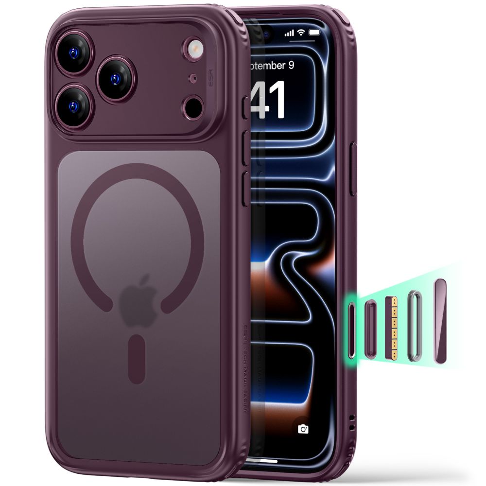 ESR Classic Hybrid MagSafe ümbris mudelitele iPhone 18 Pro Max / 17 Pro Max, tumeda kirsipunase värviga