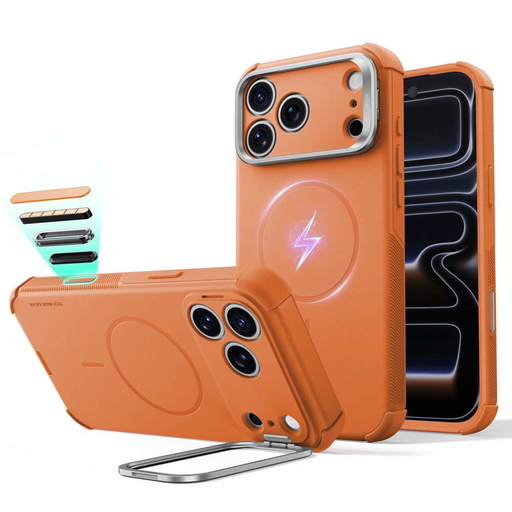 ESR Cyber Tough Kickstand MagSafe ümbris mudelitele iPhone 18 Pro / 17 Pro, oranž