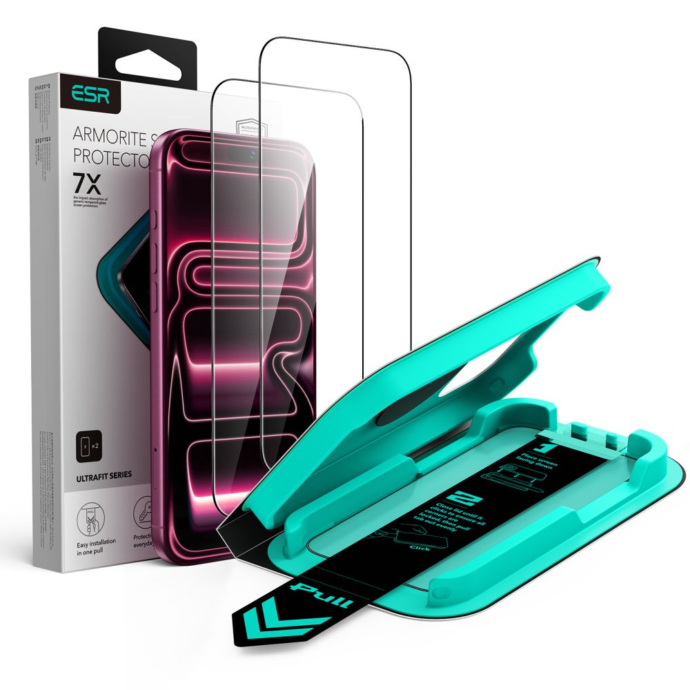 ESR UltraFit Armorite 2 karastatud klaasi komplekt mudelitele iPhone 18 Pro Max / 17 Pro Max, must