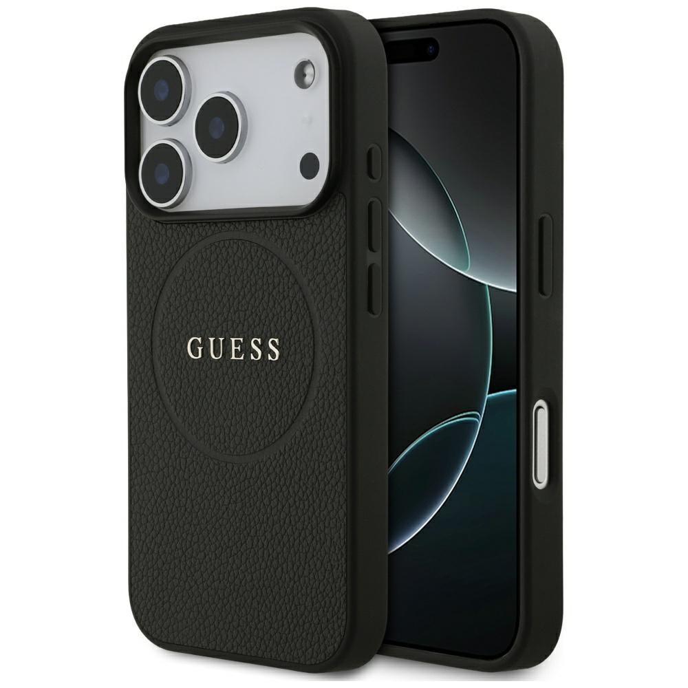 Guess Grained Gold Ring MagSafe ümbris mudelile iPhone 18 Pro / 17 Pro – värv: must