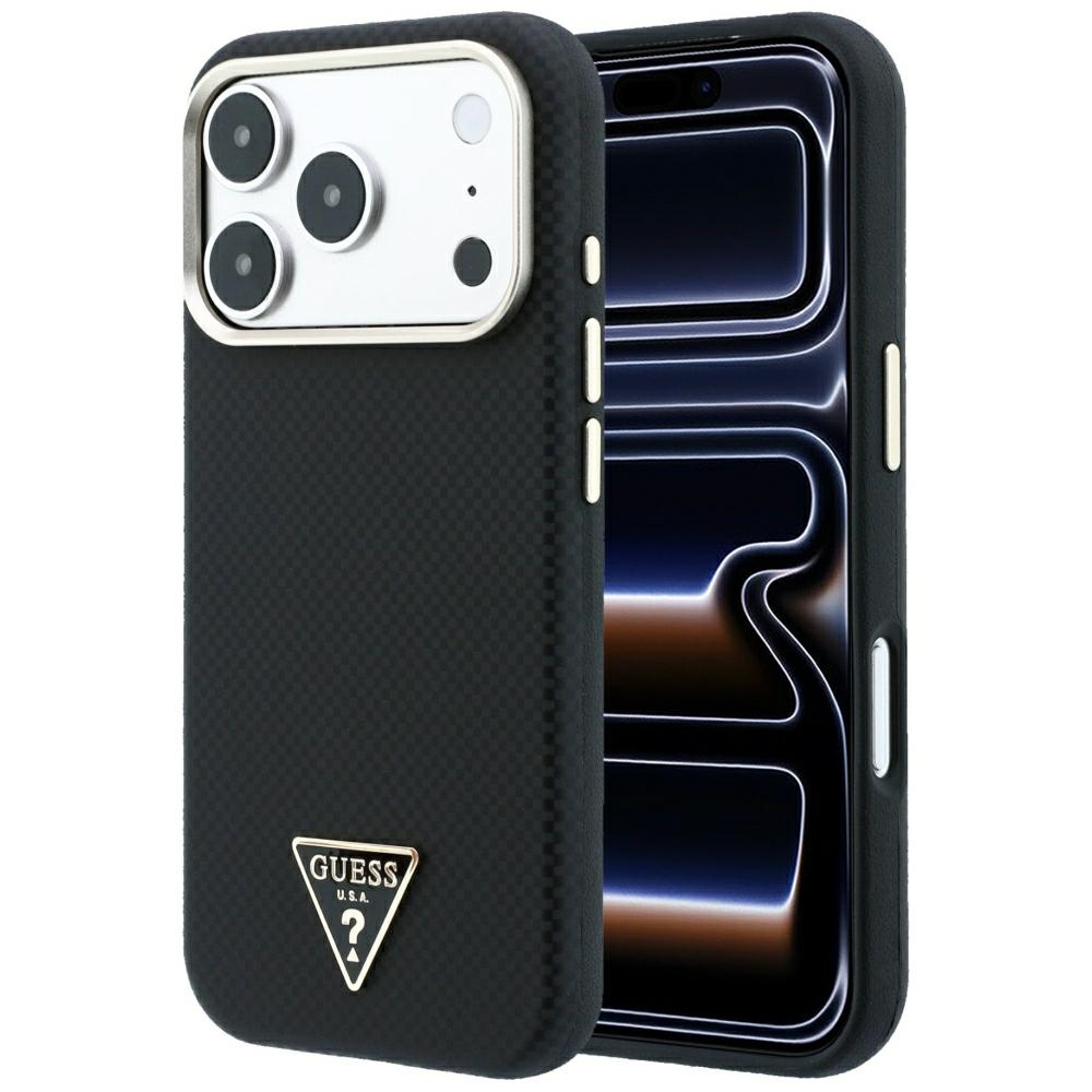 Guess Kevlar Triangle Logo MagSafe ümbris mudelile iPhone 17 Pro / 18 Pro – värv: must